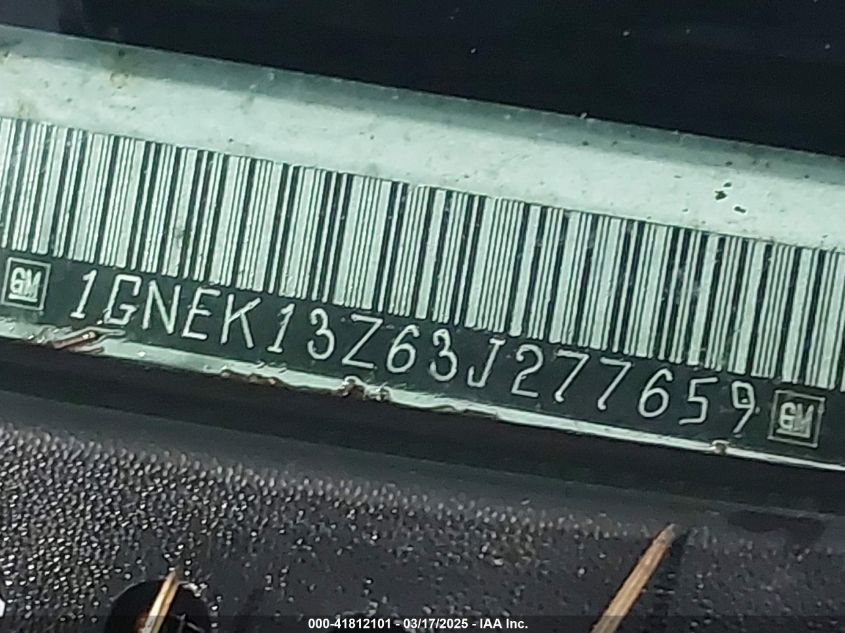 2003 Chevrolet Tahoe Ls VIN: 1GNEK13Z63J277659 Lot: 41812101