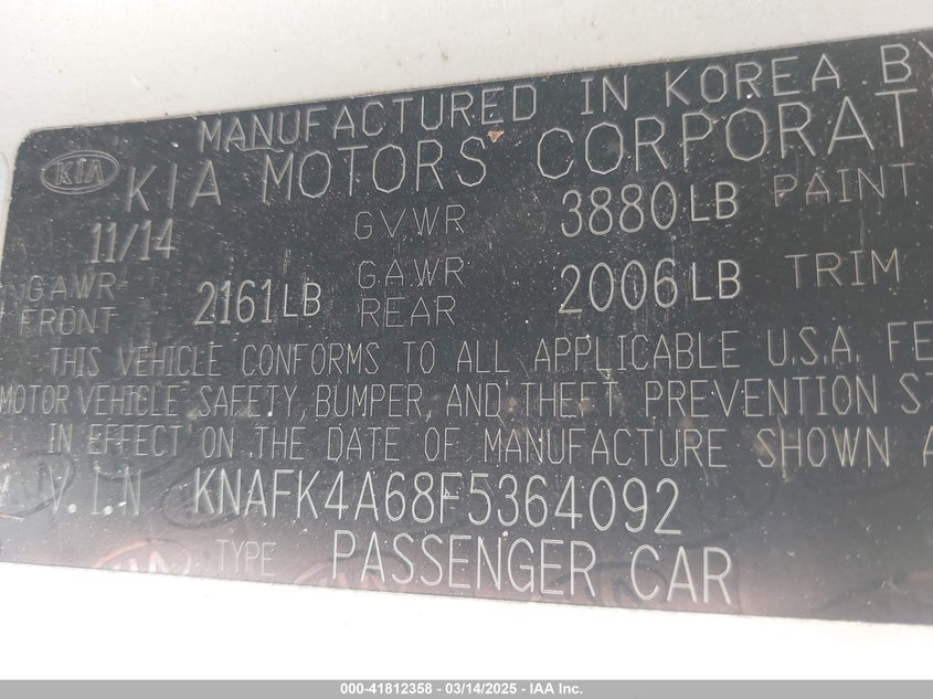 2015 KIA FORTE LX - KNAFK4A68F5364092