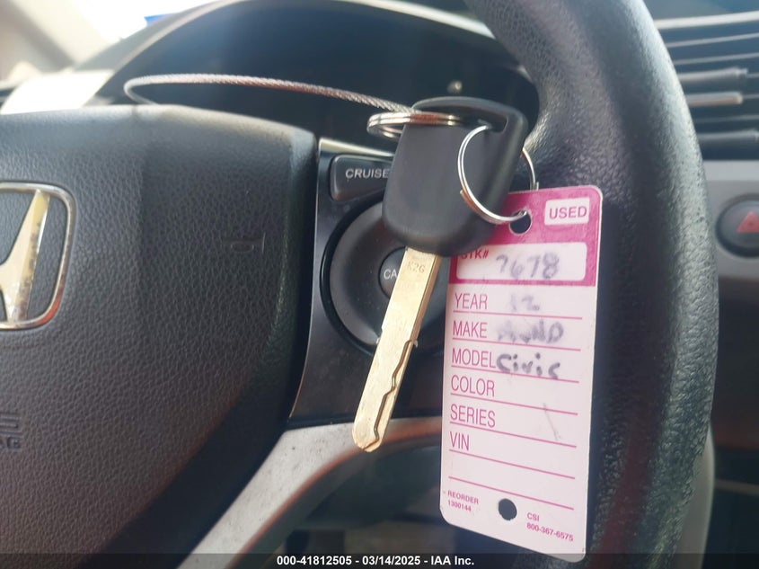 2012 HONDA CIVIC VIN: 2HGFB2F53CH545615
