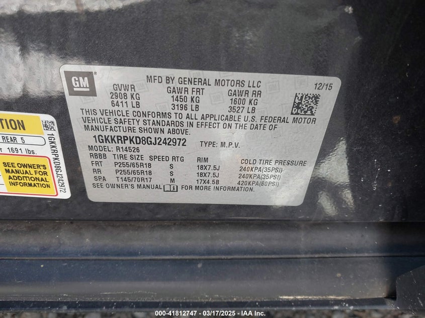 2016 GMC ACADIA SLE-2 - 1GKKRPKD8GJ242972