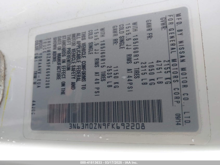 2015 CHEVROLET CITY EXPRESS 1LT - 3N63M0ZN9FK692208