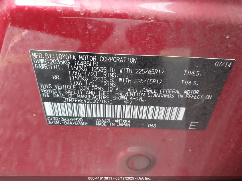 2014 TOYOTA RAV4 LE - JTMZFREV2EJ021870