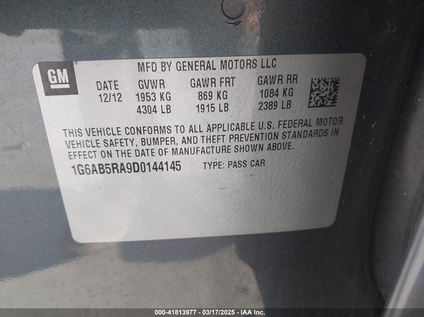 2013 CADILLAC ATS LUXURY - 1G6AB5RA9D0144145