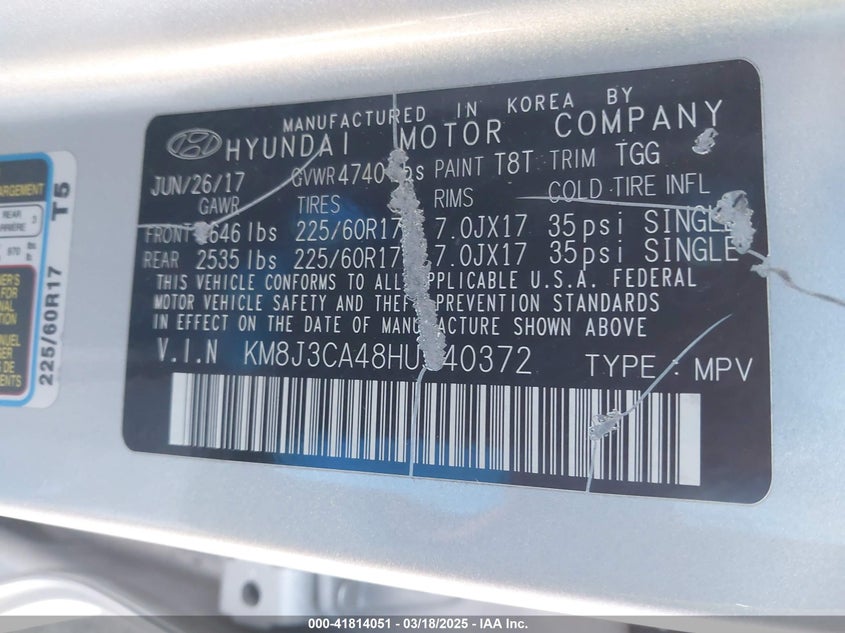 2017 HYUNDAI TUCSON SE - KM8J3CA48HU540372