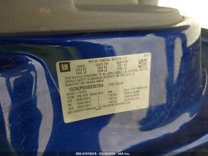 2013 CHEVROLET SILVERADO 1500 WORK TRUCK - 1GCNCPEX8DZ387054