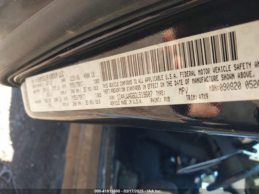 2013 JEEP WRANGLER / VIN: 1C4AJWAG6DL519607
