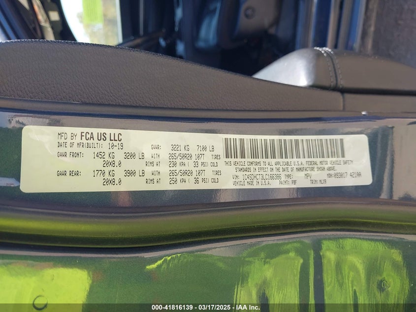 2020 DODGE DURANGO R/T RWD - 1C4SDHCT3LC166386