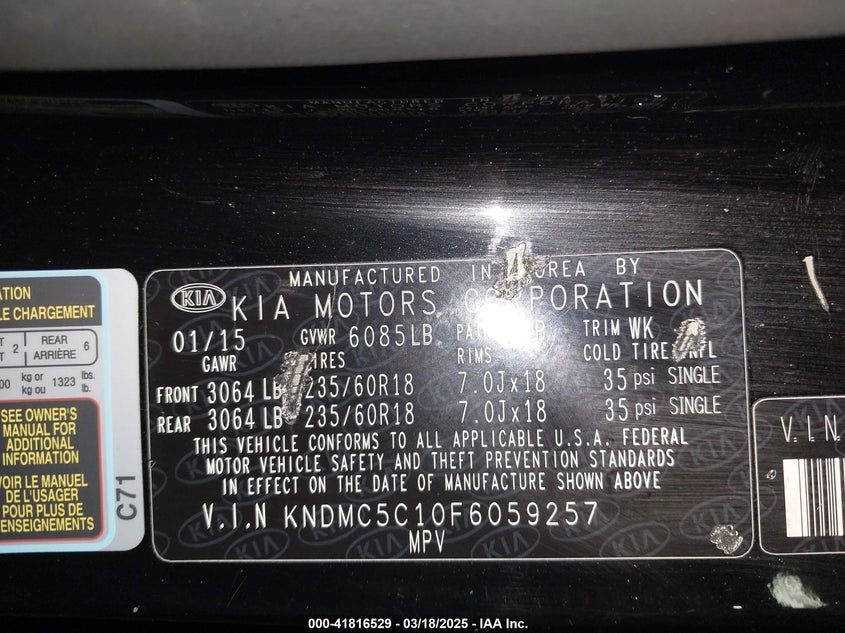 2015 KIA SEDONA EX - KNDMC5C10F6059257