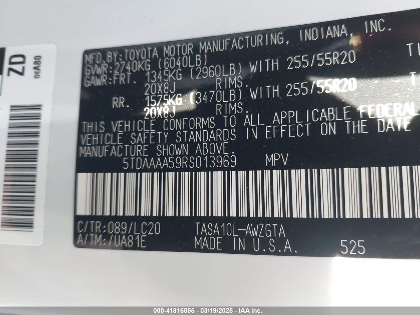 2024 Toyota Highlander - 5TDAAAA59RS013969