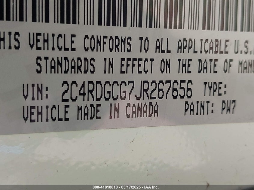 2018 DODGE GRAND CARAVAN SXT - 2C4RDGCG7JR267656