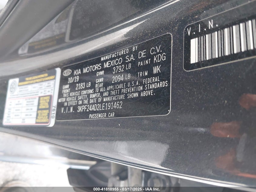 2020 KIA FORTE LXS - 3KPF24AD2LE191462