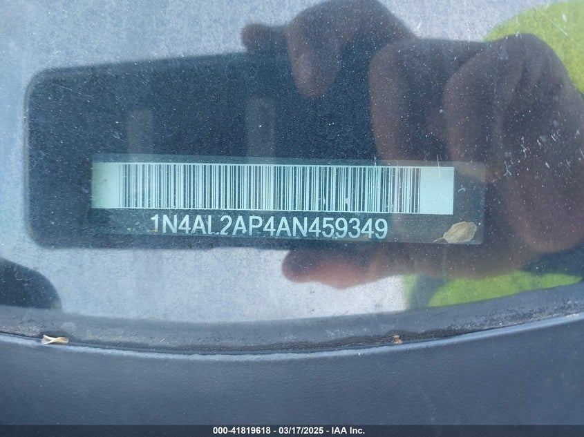 2010 NISSAN ALTIMA VIN: 1N4AL2AP4AN459349