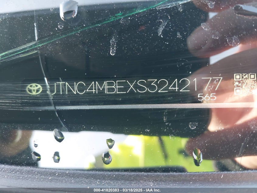 2025 TOYOTA COROLLA VIN: JTNC4MBEXS3242177