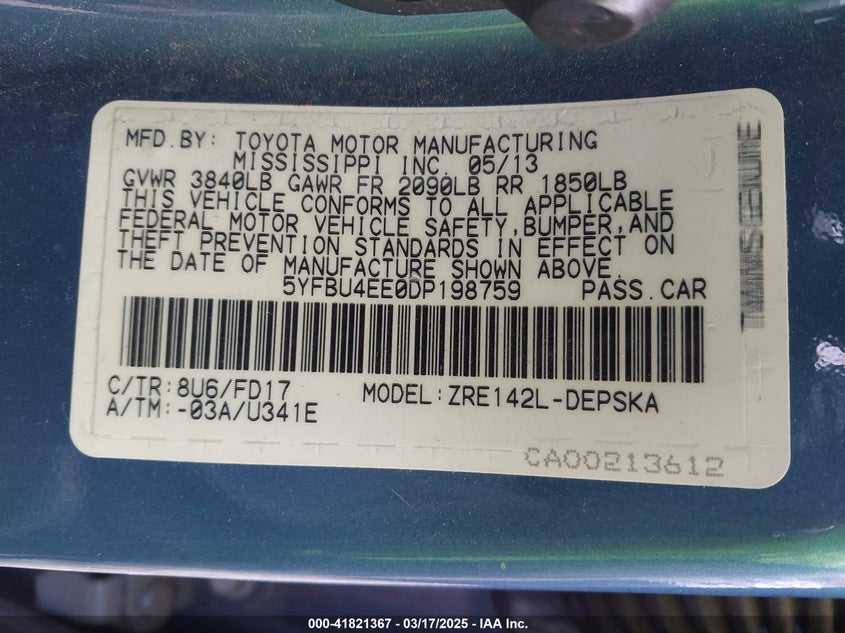 2013 TOYOTA COROLLA S - 5YFBU4EE0DP198759