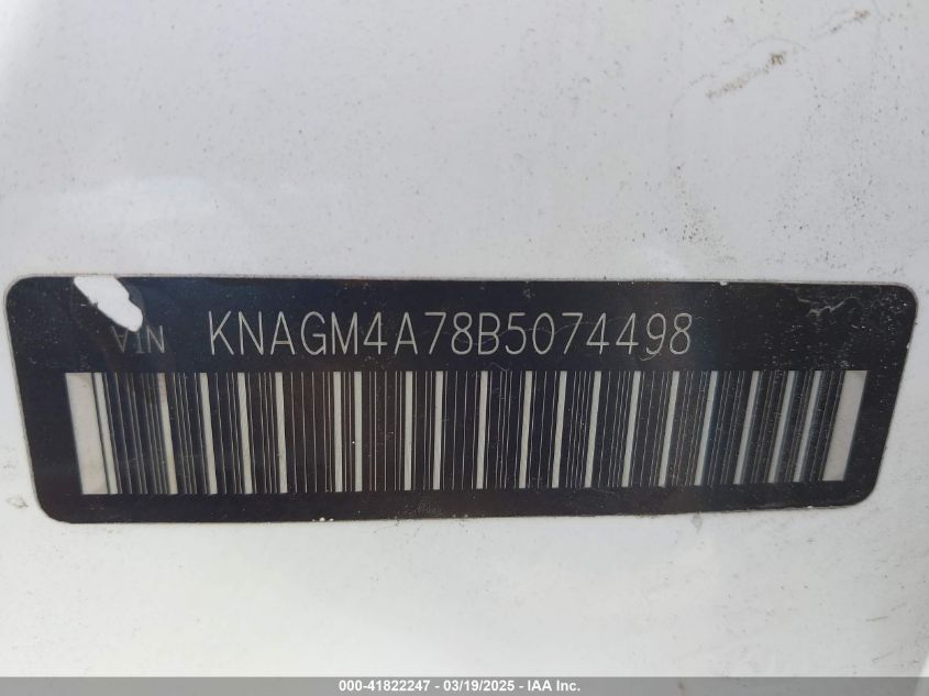 2011 Kia Optima Lx VIN: KNAGM4A78B5074498 Lot: 41822247