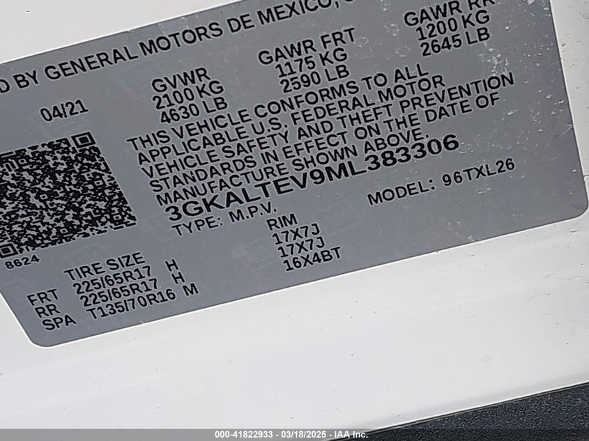 2021 GMC TERRAIN AWD SLE - 3GKALTEV9ML383306