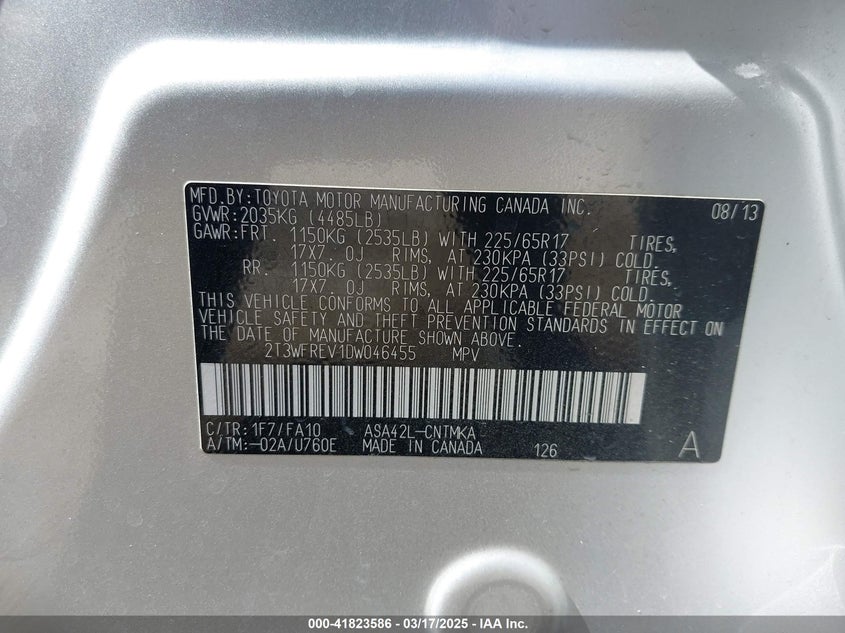 2013 TOYOTA RAV4 XLE - 2T3WFREV1DW046455