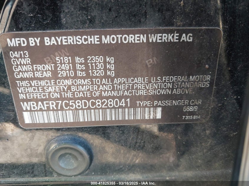 2013 BMW 535I - WBAFR7C58DC828041