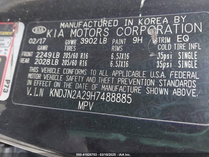 2017 KIA SOUL - KNDJN2A29H7488885