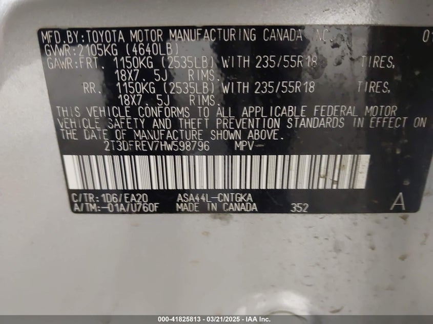 2017 TOYOTA RAV4 PLATINUM - 2T3DFREV7HW598796