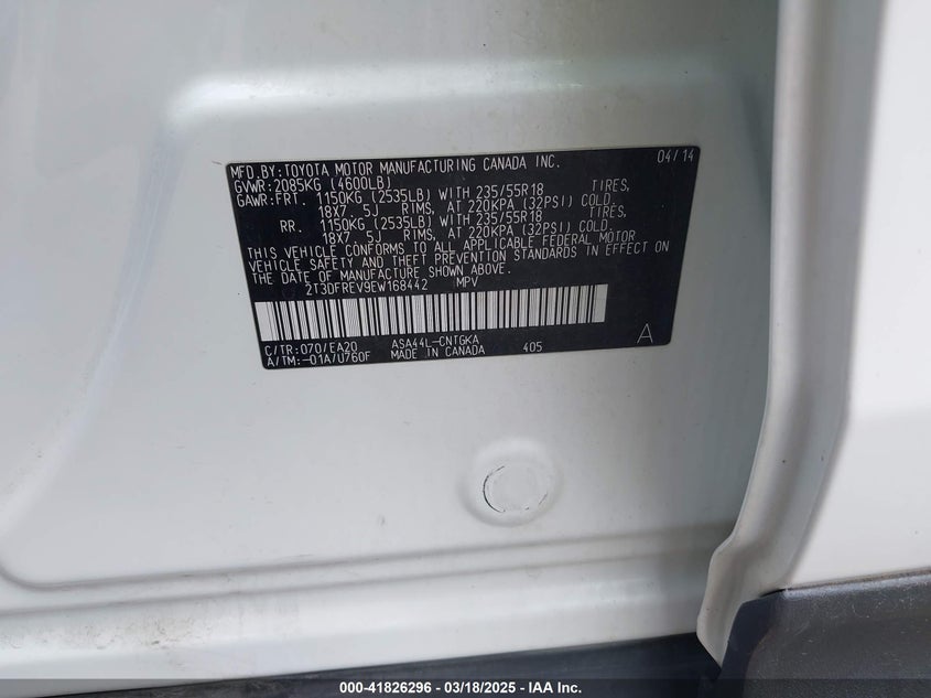 2014 TOYOTA RAV4 LIMITED - 2T3DFREV9EW168442