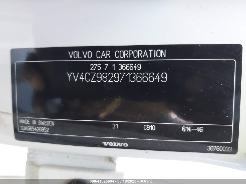 2007 Volvo Xc90 3.2 VIN: YV4CZ982971366649 Lot: 41826604
