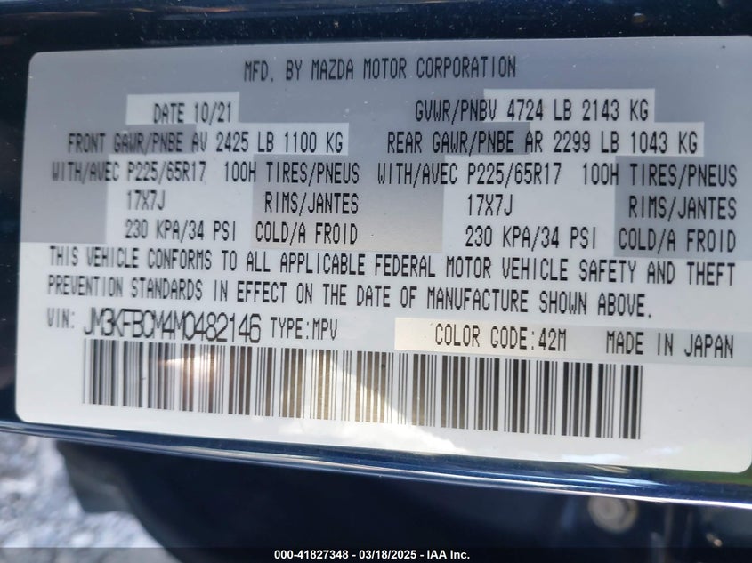 2021 MAZDA CX-5 TOURING - JM3KFBCM4M0482146