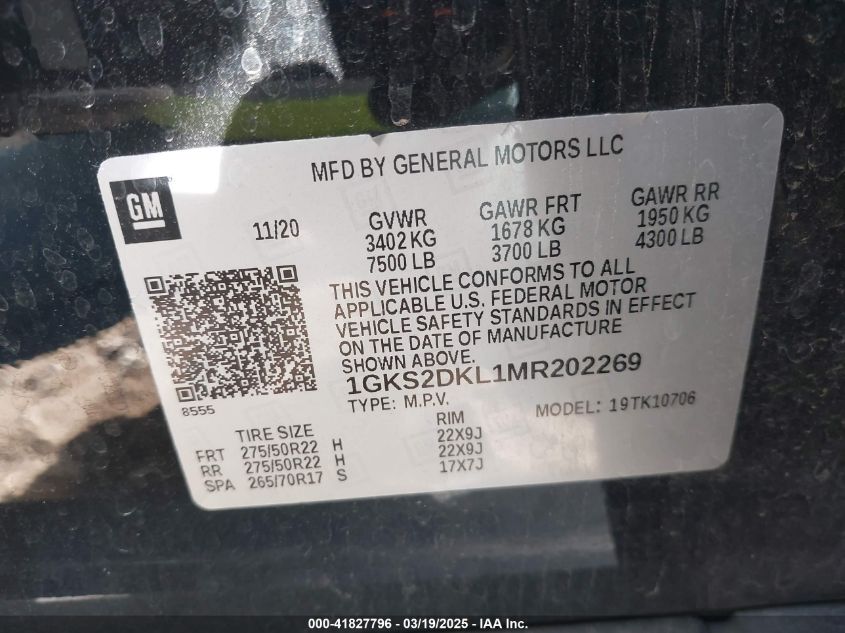 2021 GMC Yukon - 1GKS2DKL1MR202269