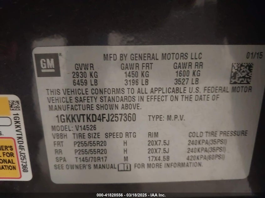 2015 GMC ACADIA DENALI - 1GKKVTKD4FJ257360