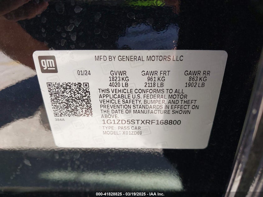 2024 CHEVROLET MALIBU VIN: 1G1ZD5STXRF168800