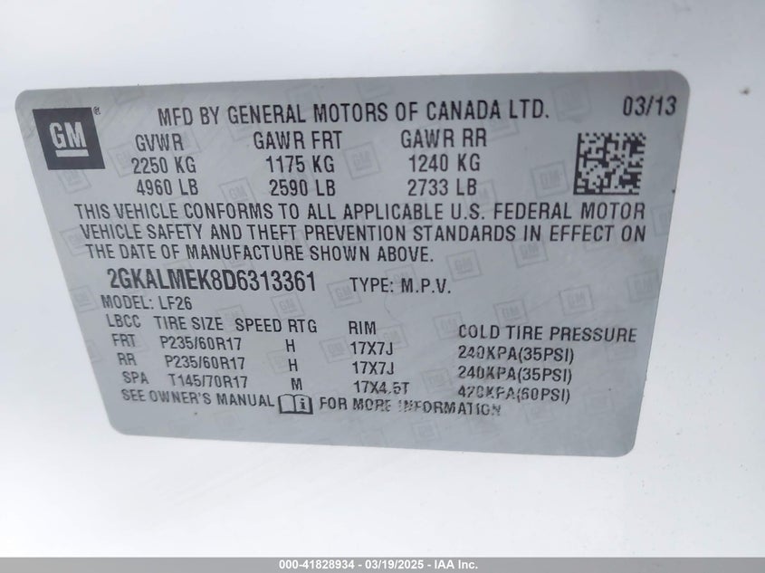 2013 GMC TERRAIN SLE-1 - 2GKALMEK8D6313361