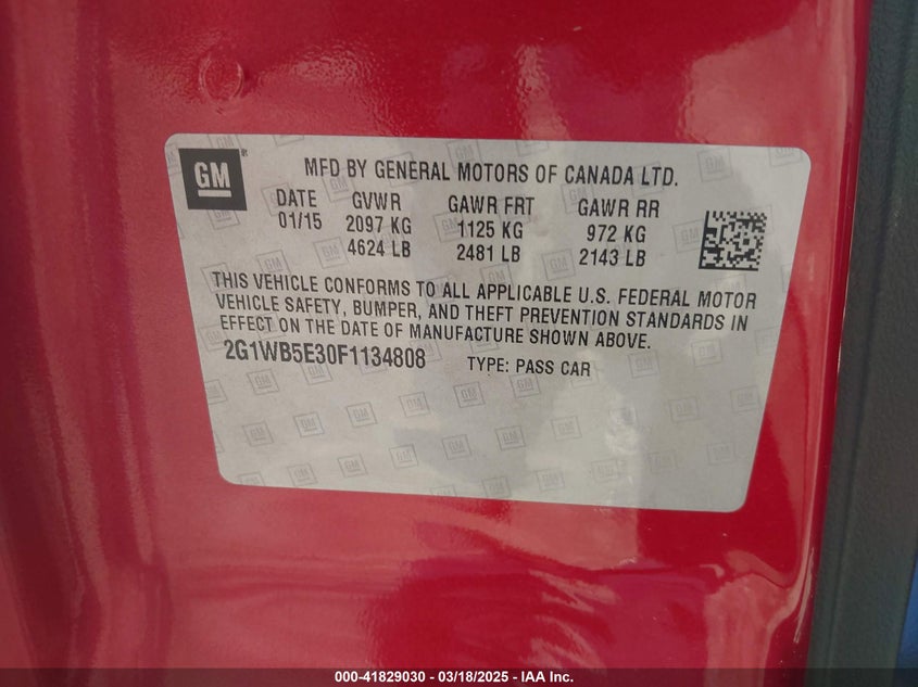 2015 CHEVROLET IMPALA LIMITED LT - 2G1WB5E30F1134808