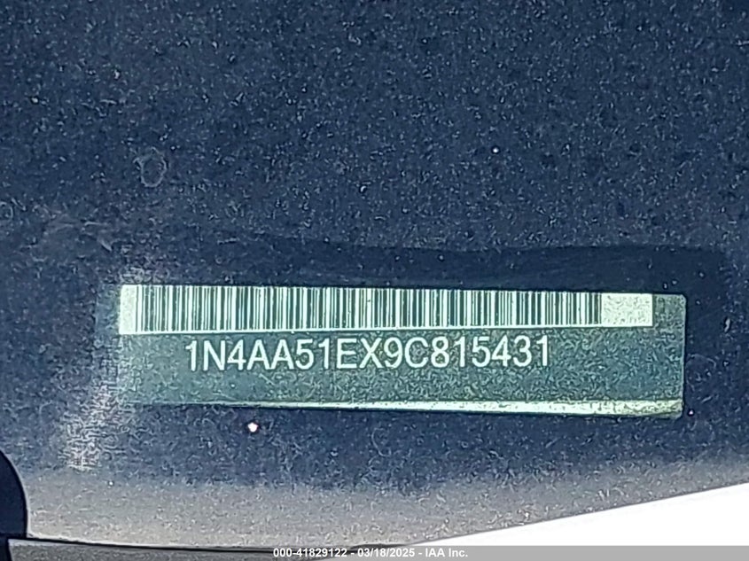 2009 NISSAN MAXIMA VIN: 1N4AA51EX9C815431