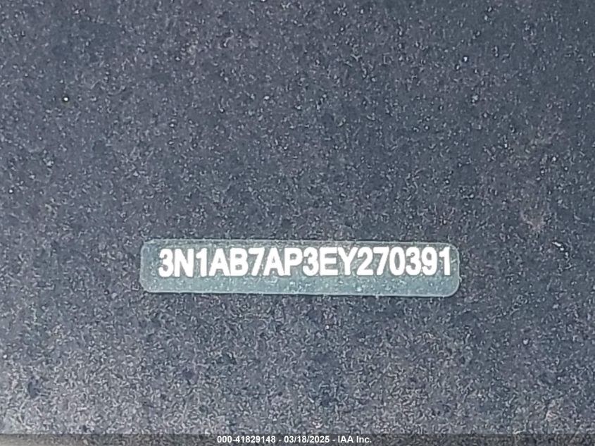 2014 Nissan Sentra Fe+ S/Fe+ Sv/S/Sl/Sr/Sv VIN: 3N1AB7AP3EY270391 Lot: 41829148