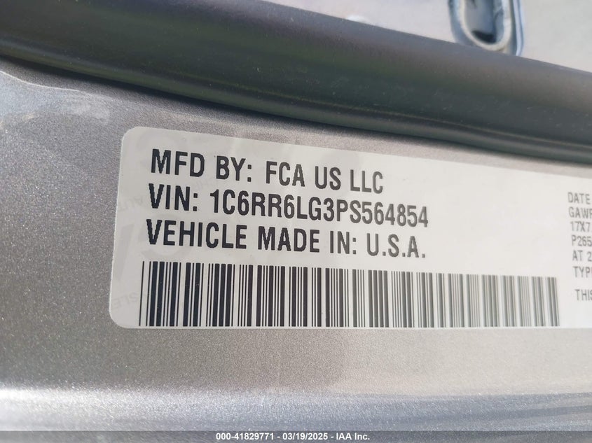 2023 RAM 1500 CLASSIC VIN: 1C6RR6LG3PS564854
