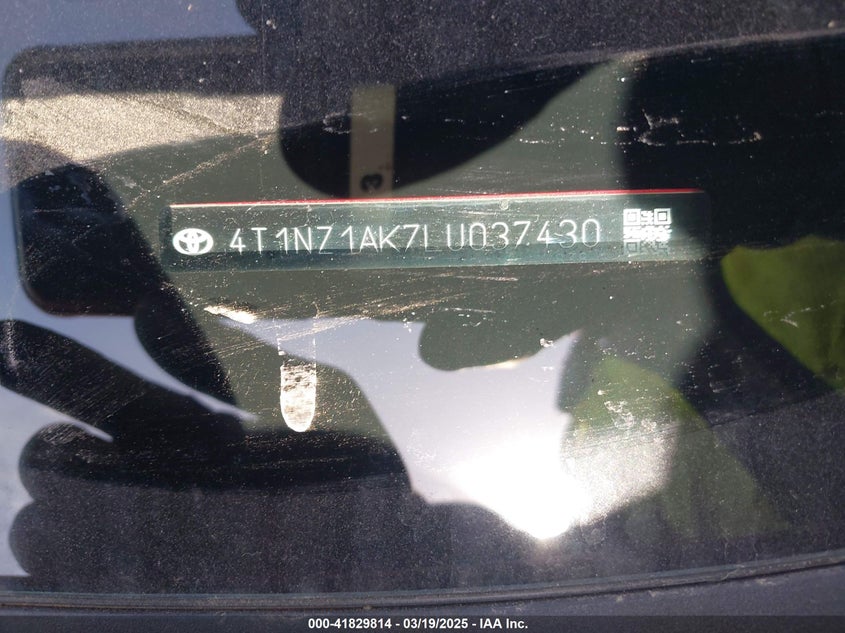 2020 TOYOTA CAMRY VIN: 4T1NZ1AK7LU037430