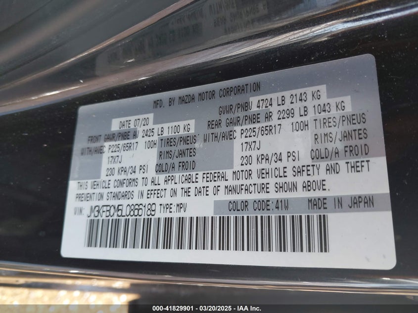 2020 MAZDA CX-5 TOURING - JM3KFBCM5L0866189