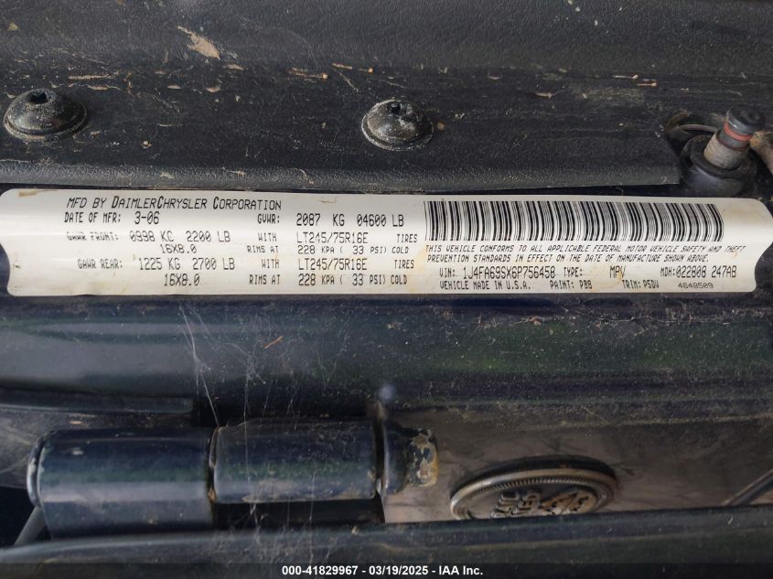 2006 Jeep Wrangler Rubicon VIN: 1J4FA69SX6P756458 Lot: 41829967