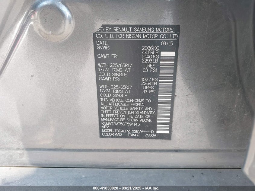 2016 NISSAN ROGUE S - KNMAT2MT5GP594145