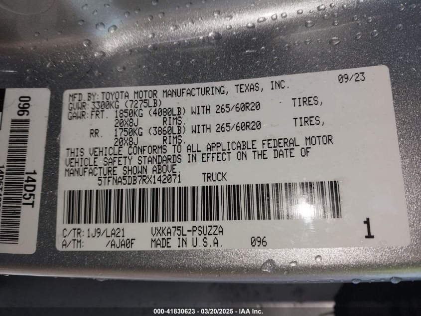 2024 Toyota Tundra - 5TFNA5DB7RX142071