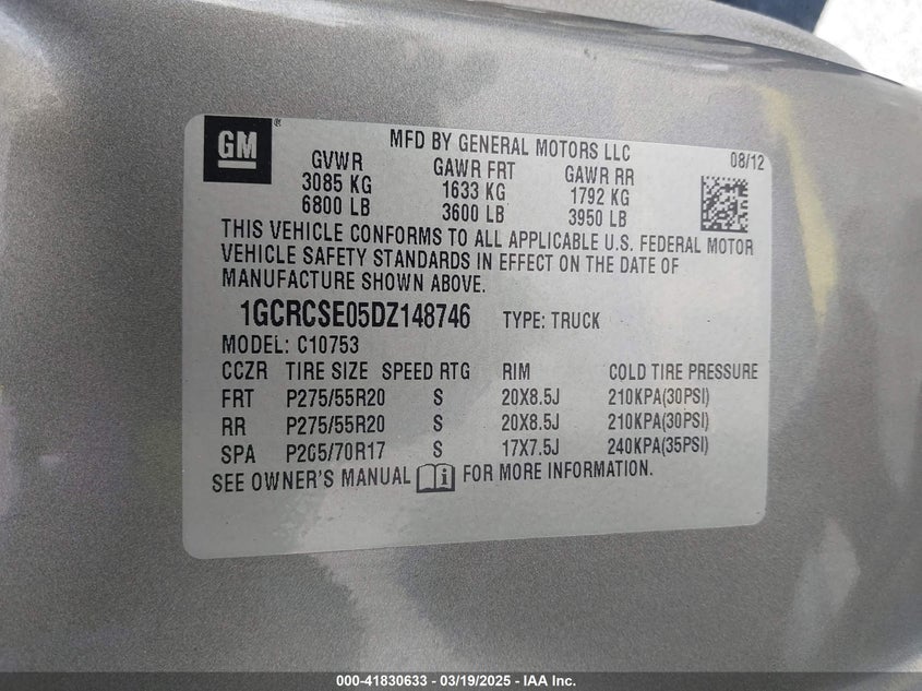 2013 CHEVROLET SILVERADO 1500 LT - 1GCRCSE05DZ148746