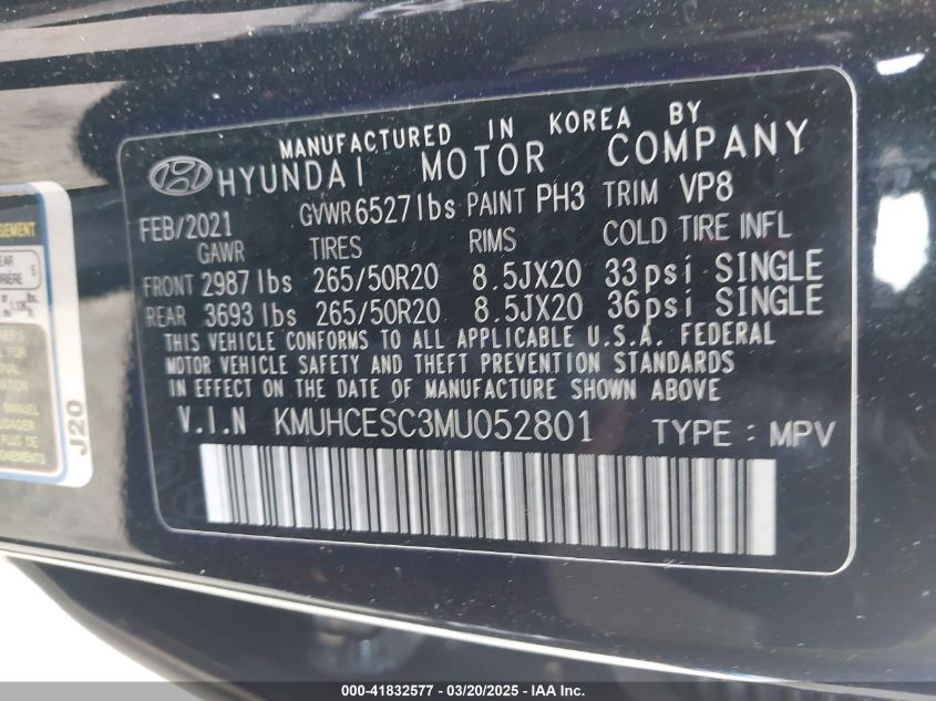 2021 Genesis Gv80 3.5T Awd Advanced VIN: KMUHCESC3MU052801 Lot: 41832577