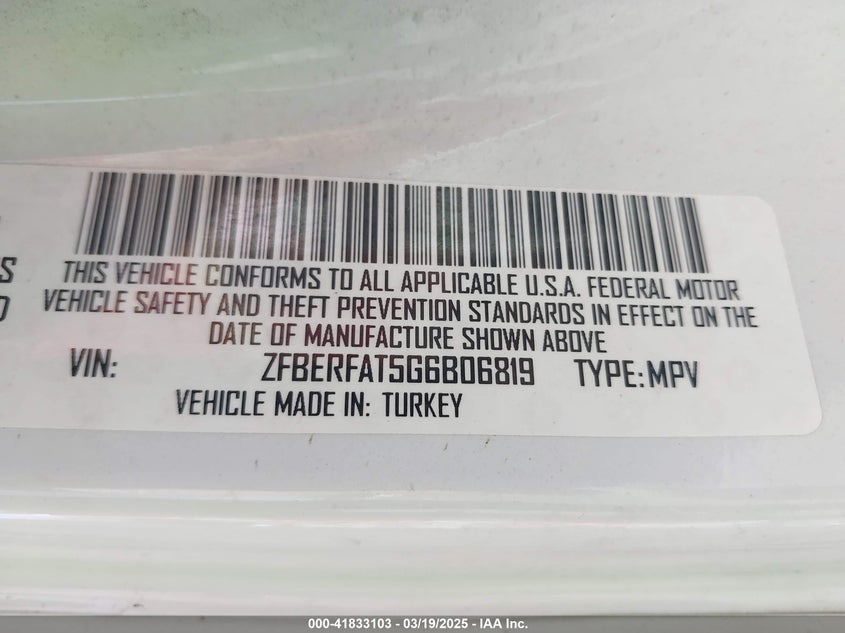 2016 RAM PROMASTER CITY TRADESMAN - ZFBERFAT5G6B06819