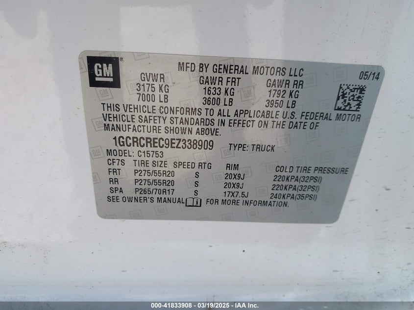 2014 CHEVROLET SILVERADO 1500 1LT - 1GCRCREC9EZ338909