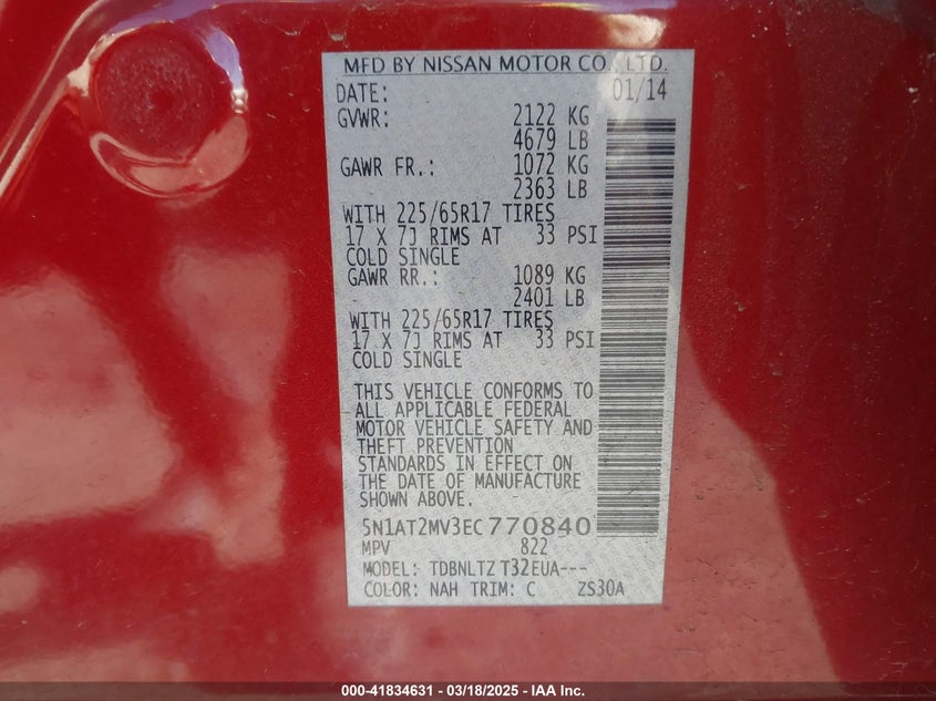 2014 NISSAN ROGUE SV - 5N1AT2MV3EC770840
