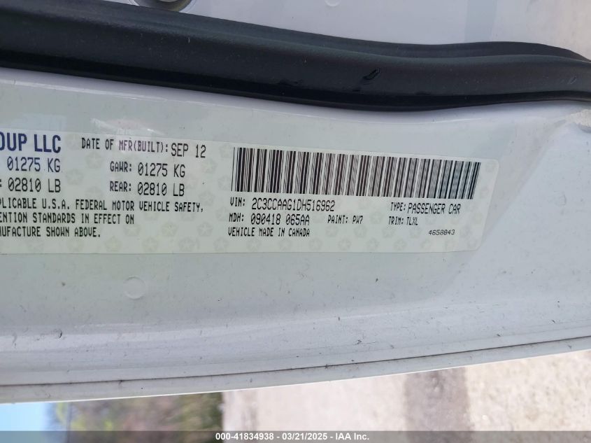 2013 Chrysler 300 Motown VIN: 2C3CCAAG1DH516962 Lot: 41834938