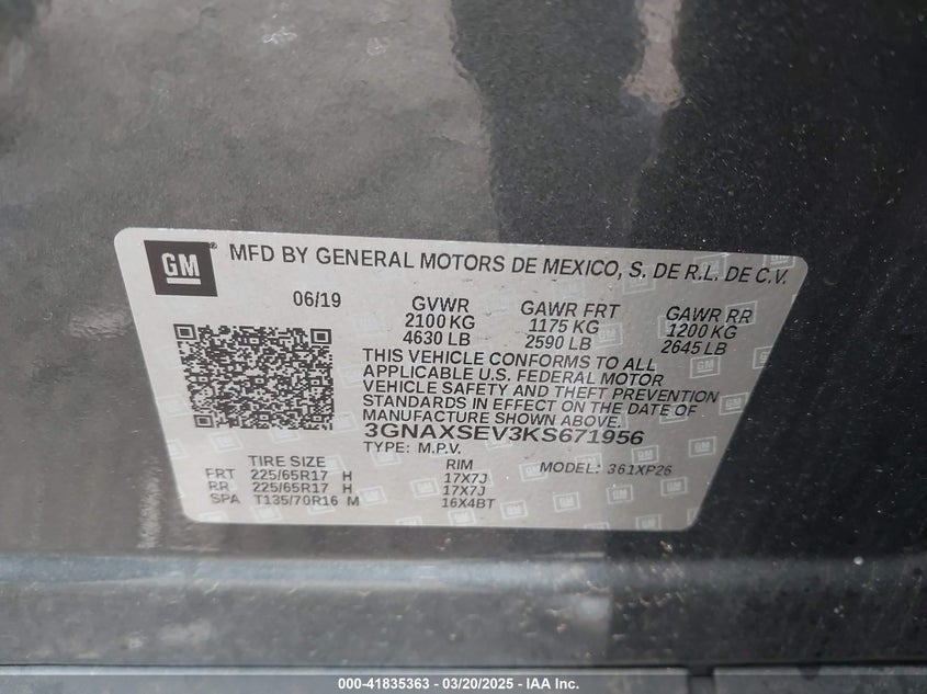 2019 CHEVROLET EQUINOX LS - 3GNAXSEV3KS671956