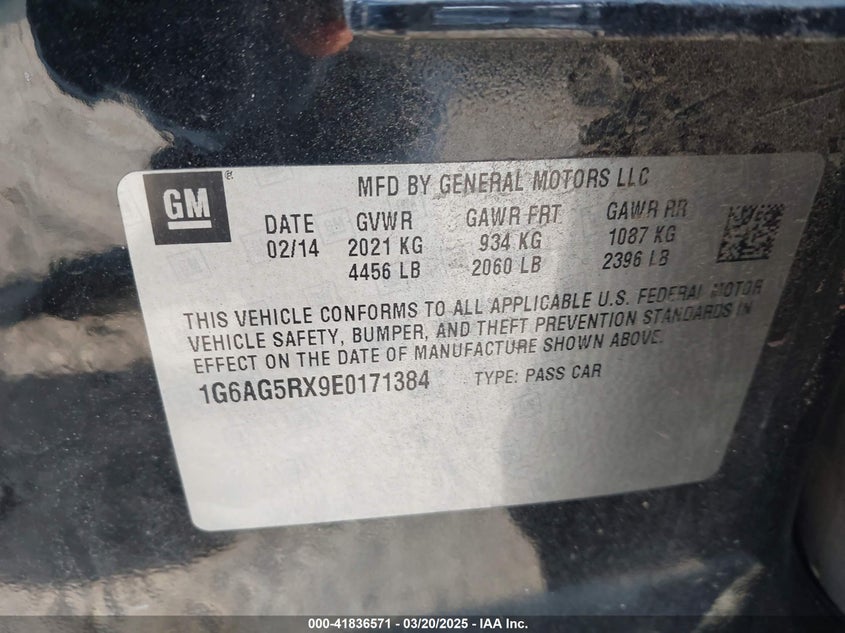 2014 CADILLAC ATS STANDARD - 1G6AG5RX9E0171384