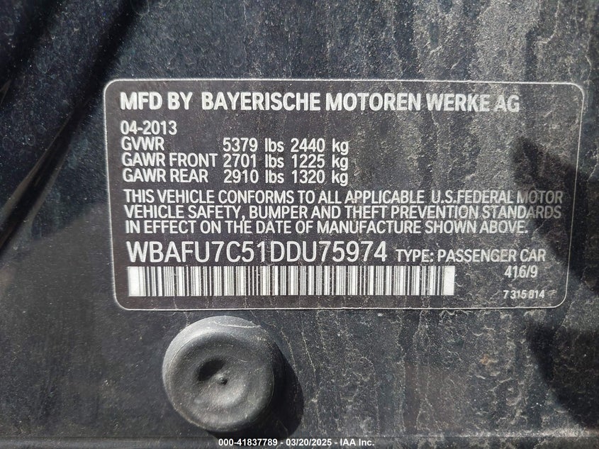 2013 BMW 535I XDRIVE - WBAFU7C51DDU75974
