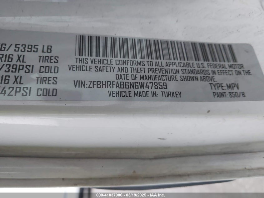 2022 RAM PROMASTER CITY CARGO VAN - ZFBHRFAB6N6W47859